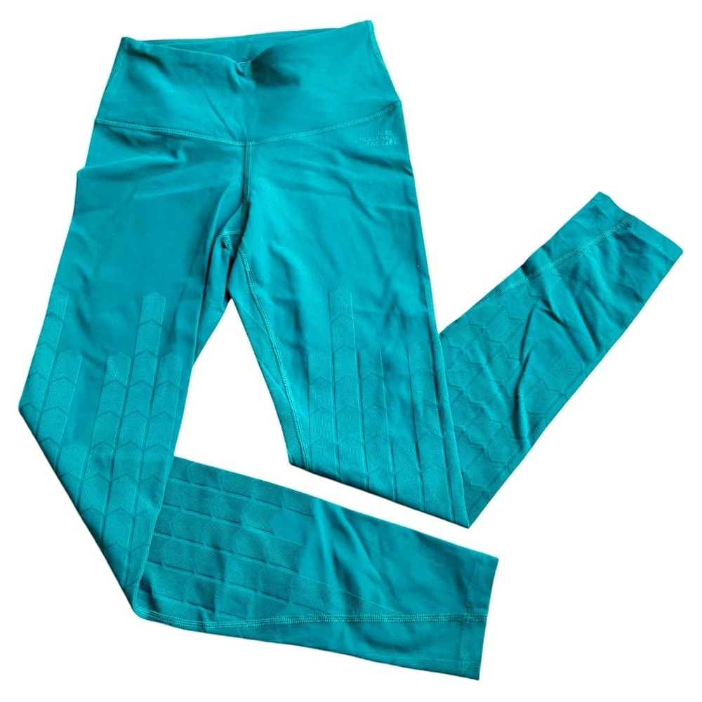 North Face Teal Chevron Athletic Leggings Small